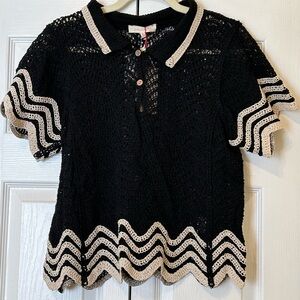 NWT Black Crochet Top
